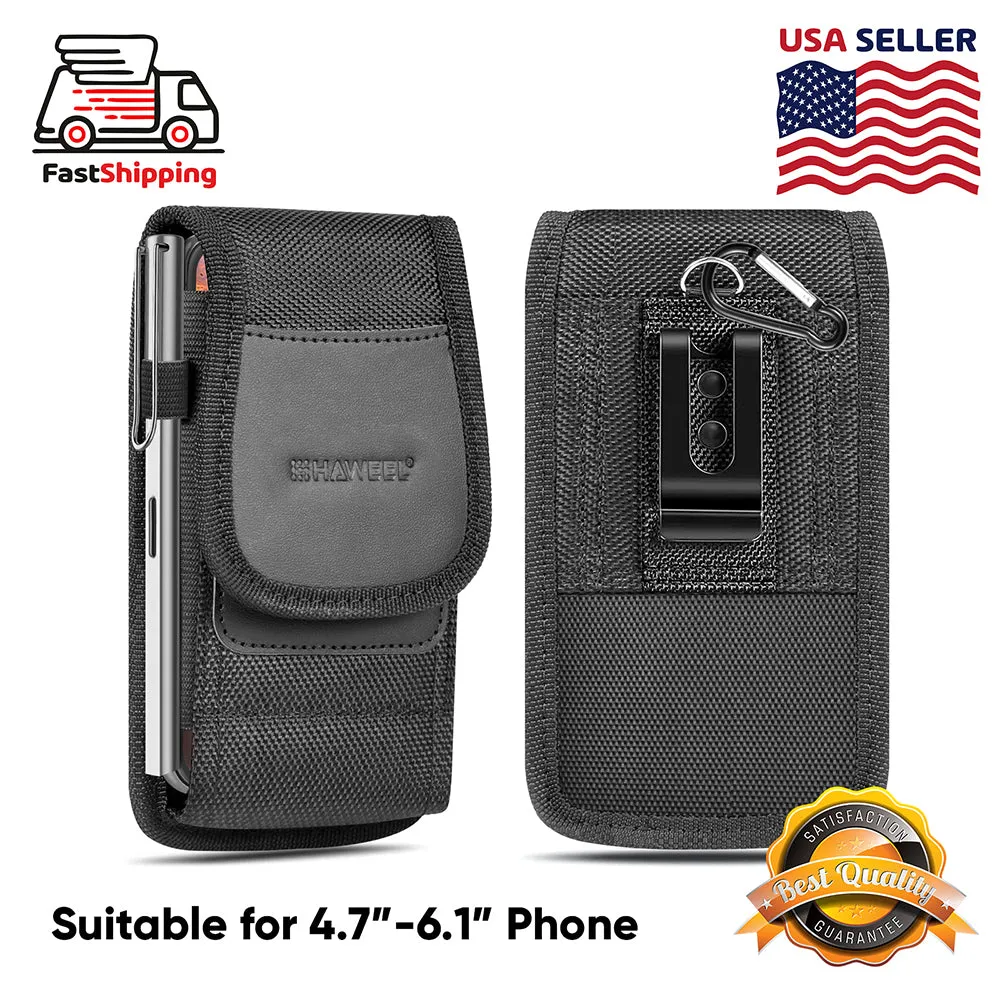 AMZER HAWEEL Series Nylon Vertical Carrying Pouch with Belt Clip and Card Slot