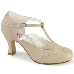 FLAPPER-26 Pin Up Couture Flapper Cream Sexy Single Soles (Retro Heels)