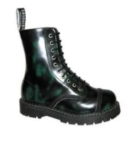 GRINDERS - STAG GREEN RUB OFF LEATHER (10 EYELET)