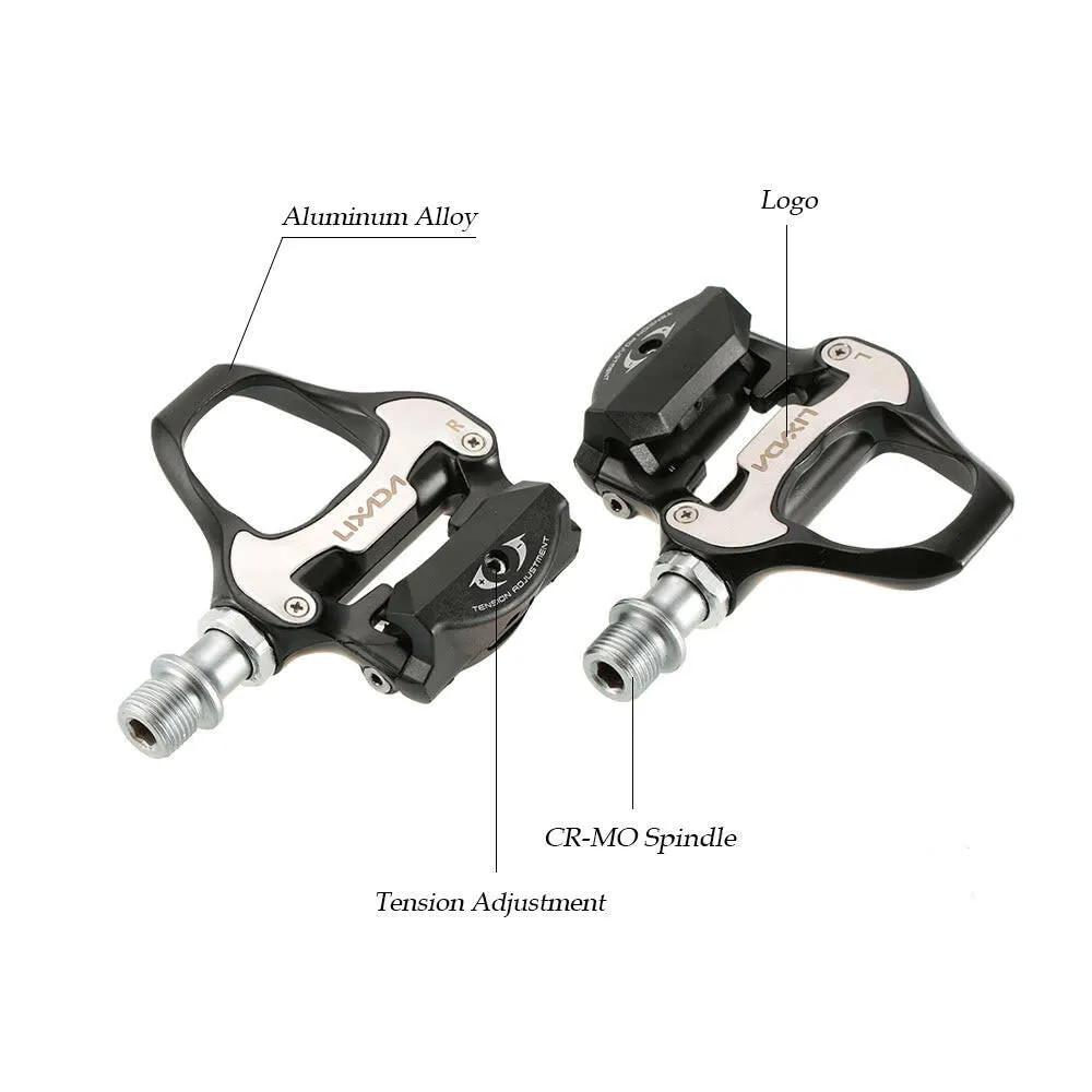 Lixada Road Bike Pedals SPD-SL Single-sided Clipless Bicycle 6 Degree Float Pedals Biking Cycling Pedal Clip-in Pedals