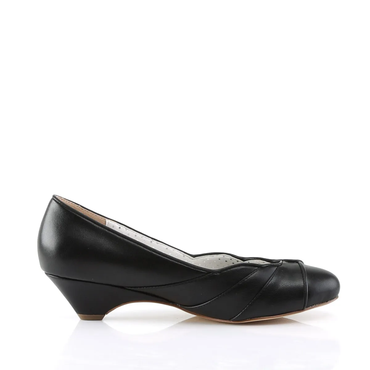 LULU-05 Pin Up Couture Jackie Black Faux Leather Sexy Single Soles (Retro Heels)