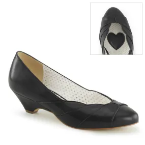 LULU-05 Pin Up Couture Jackie Black Faux Leather Sexy Single Soles (Retro Heels)
