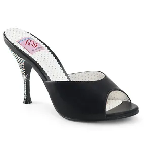 MONROE-05 Pin Up Couture Monroe Black Faux Leather Sexy Single Soles (Retro Heels)