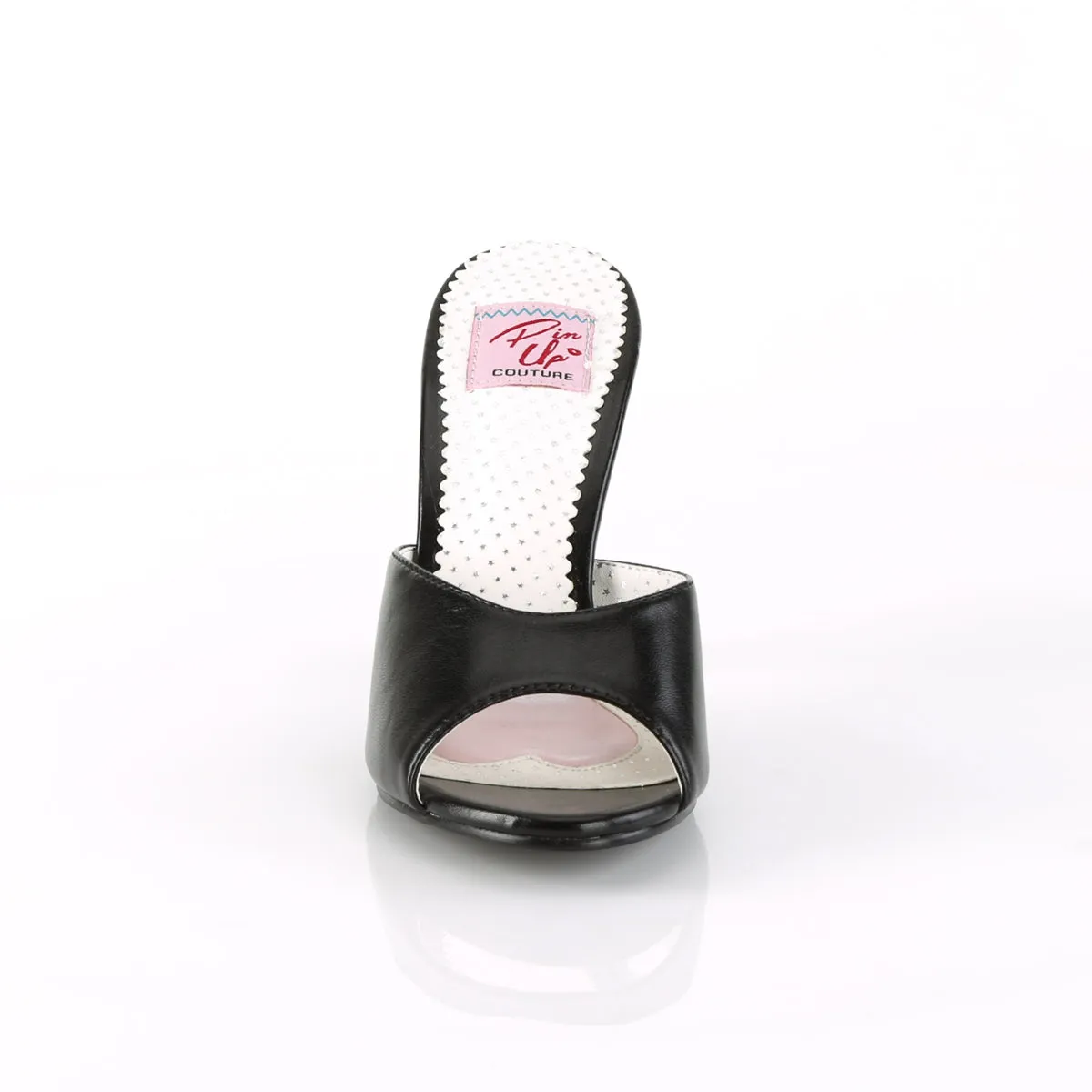 MONROE-05 Pin Up Couture Monroe Black Faux Leather Sexy Single Soles (Retro Heels)
