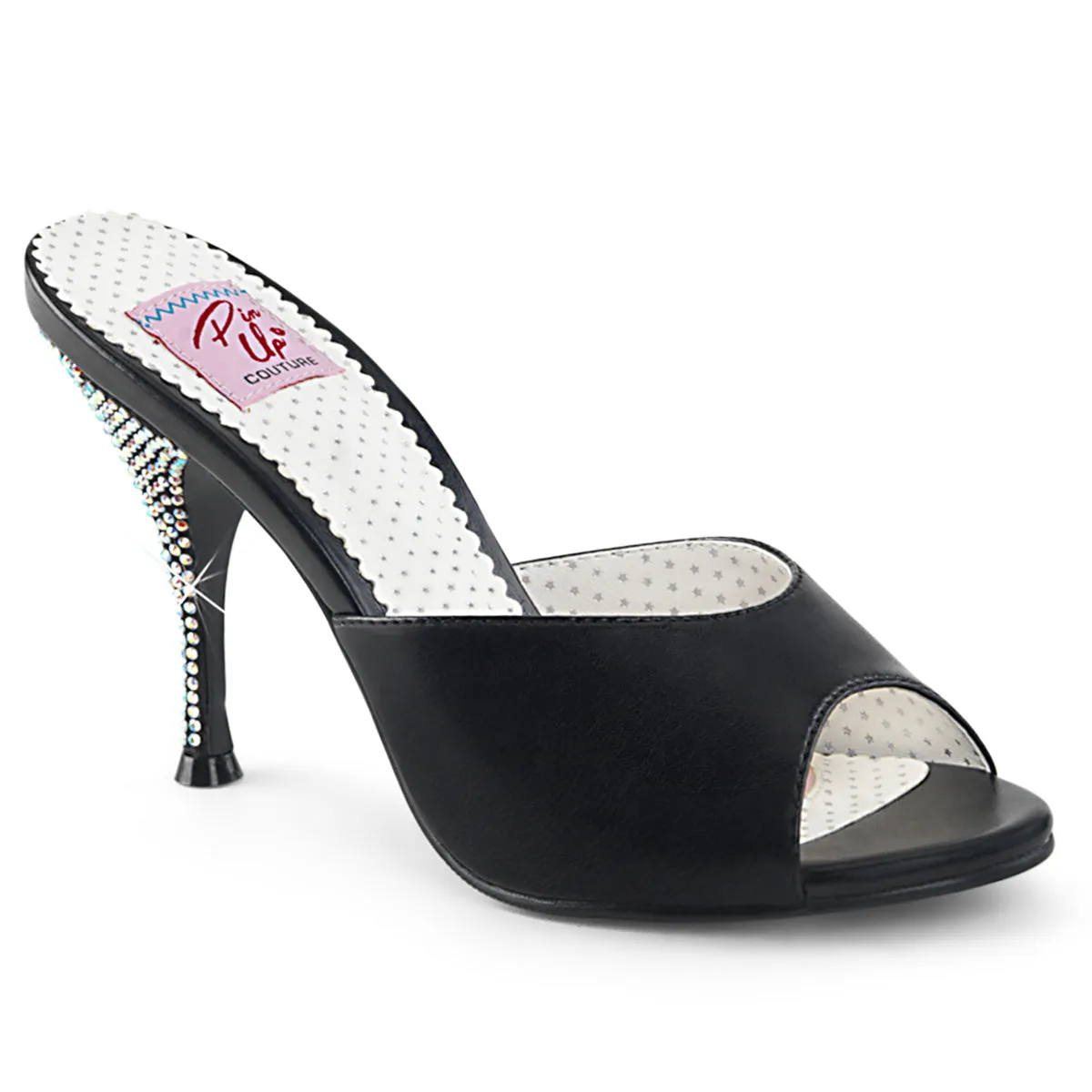 MONROE-05 Pin Up Couture Monroe Black Faux Leather Sexy Single Soles (Retro Heels)