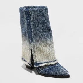New - Women's Calista Boots with Memory Foam Insole - Wild Fable Blue Denim 8