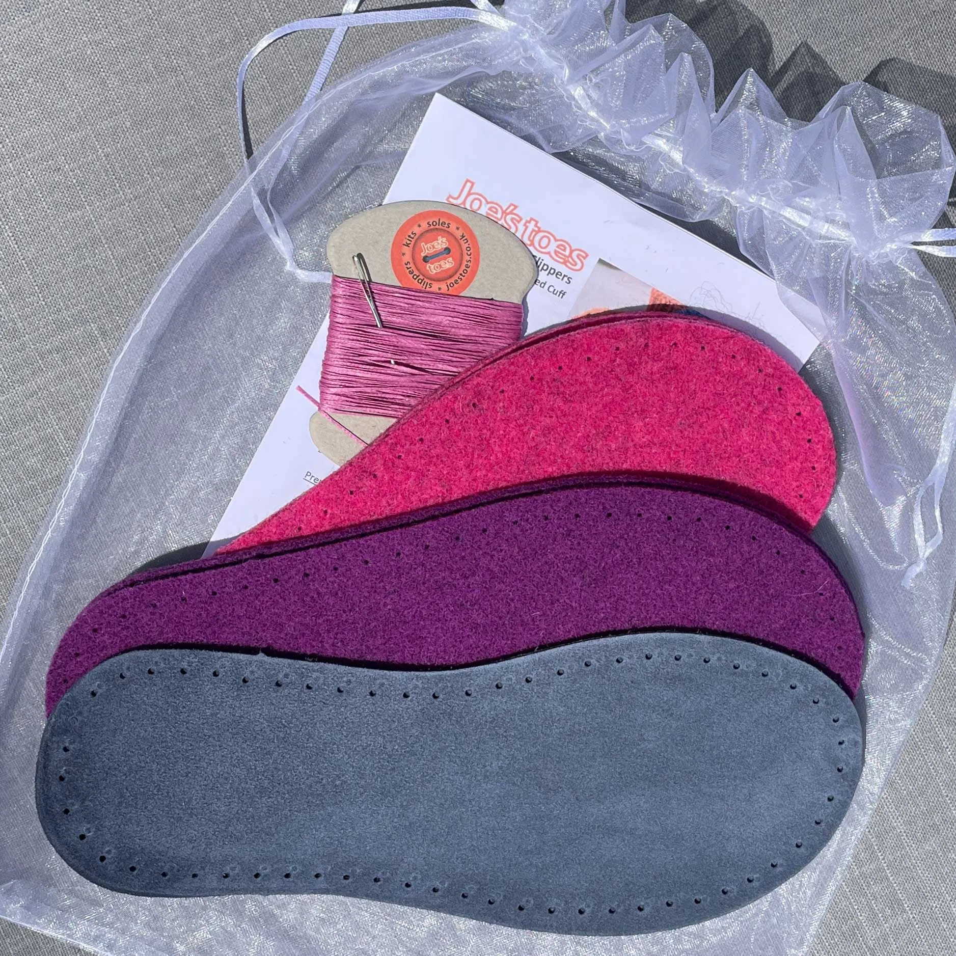 Snuggly Knit Slipper Kit WITHOUT the yarn - choice of colours and soles