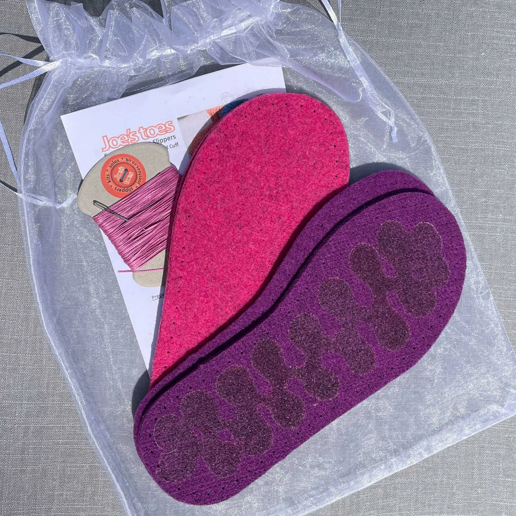 Snuggly Knit Slipper Kit WITHOUT the yarn - choice of colours and soles