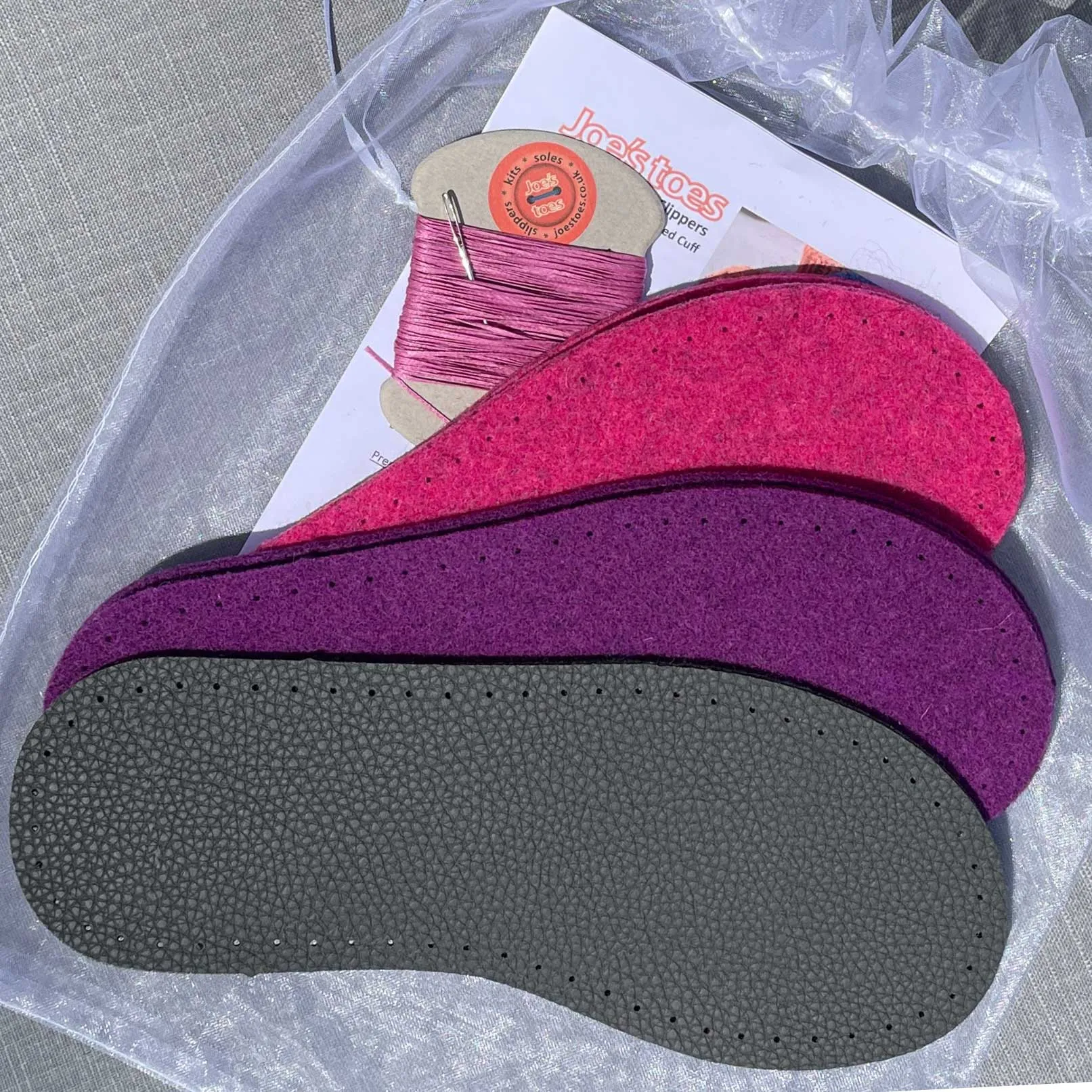 Snuggly Knit Slipper Kit WITHOUT the yarn - choice of colours and soles