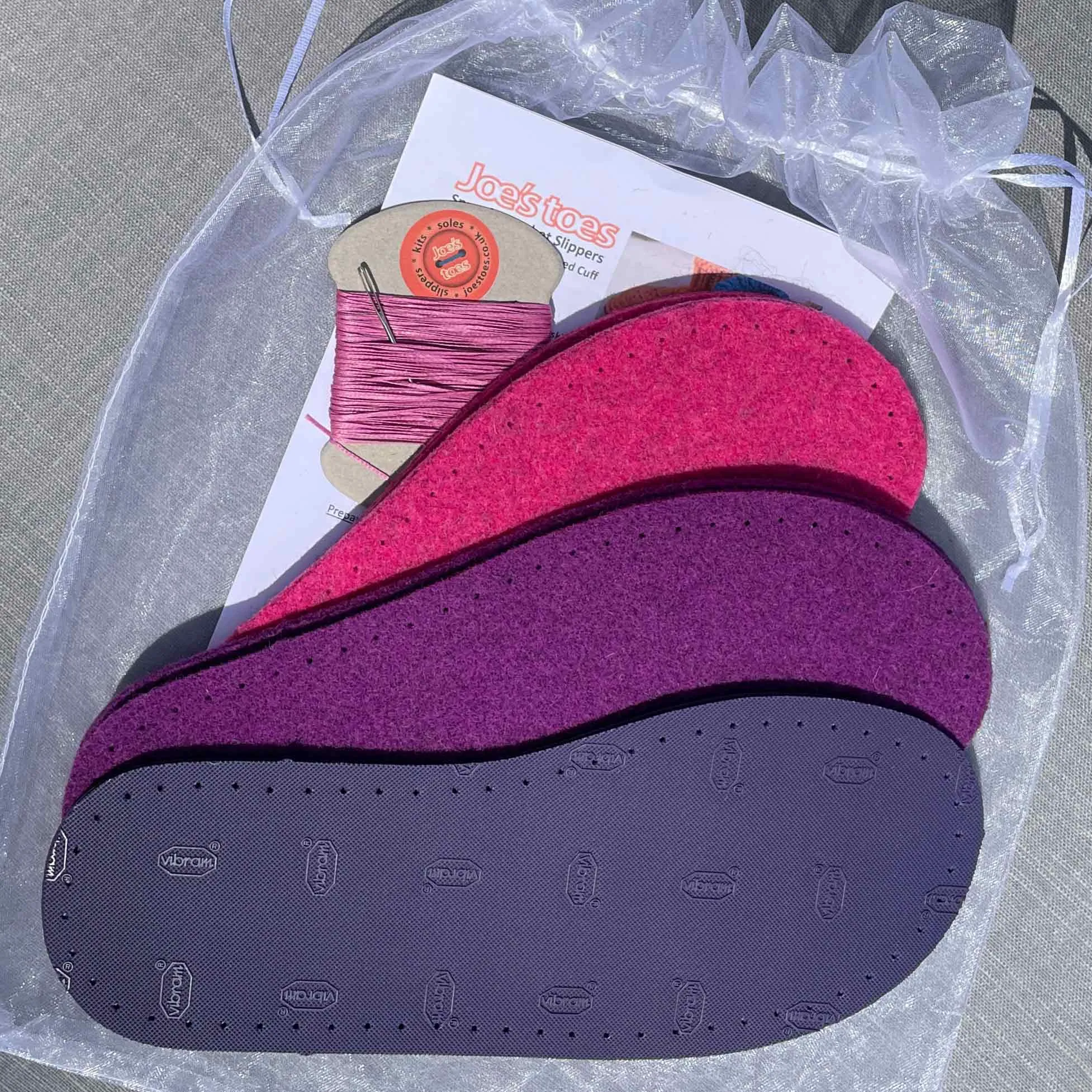 Snuggly Knit Slipper Kit WITHOUT the yarn - choice of colours and soles
