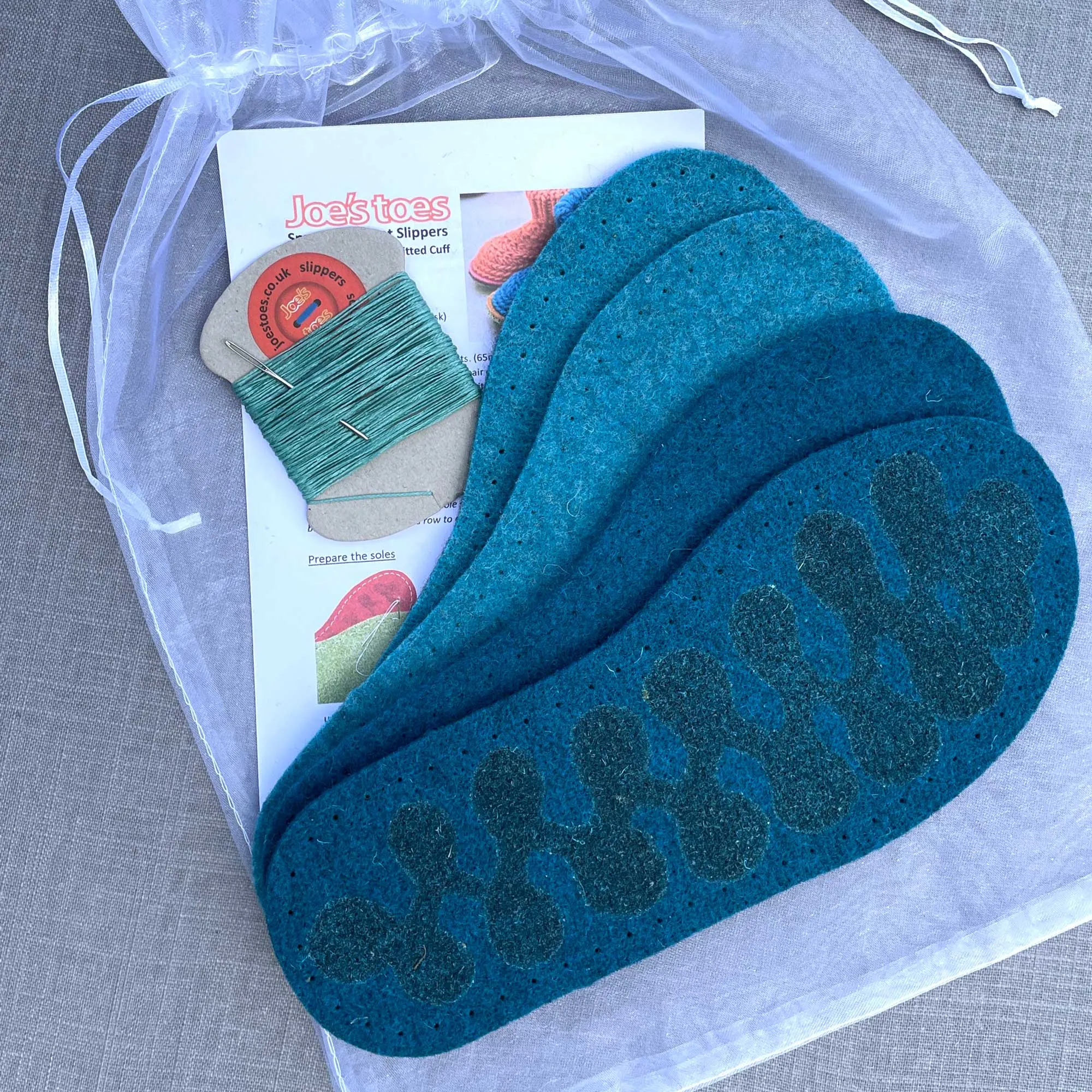 Snuggly Knit Slipper Kit WITHOUT the yarn - choice of colours and soles