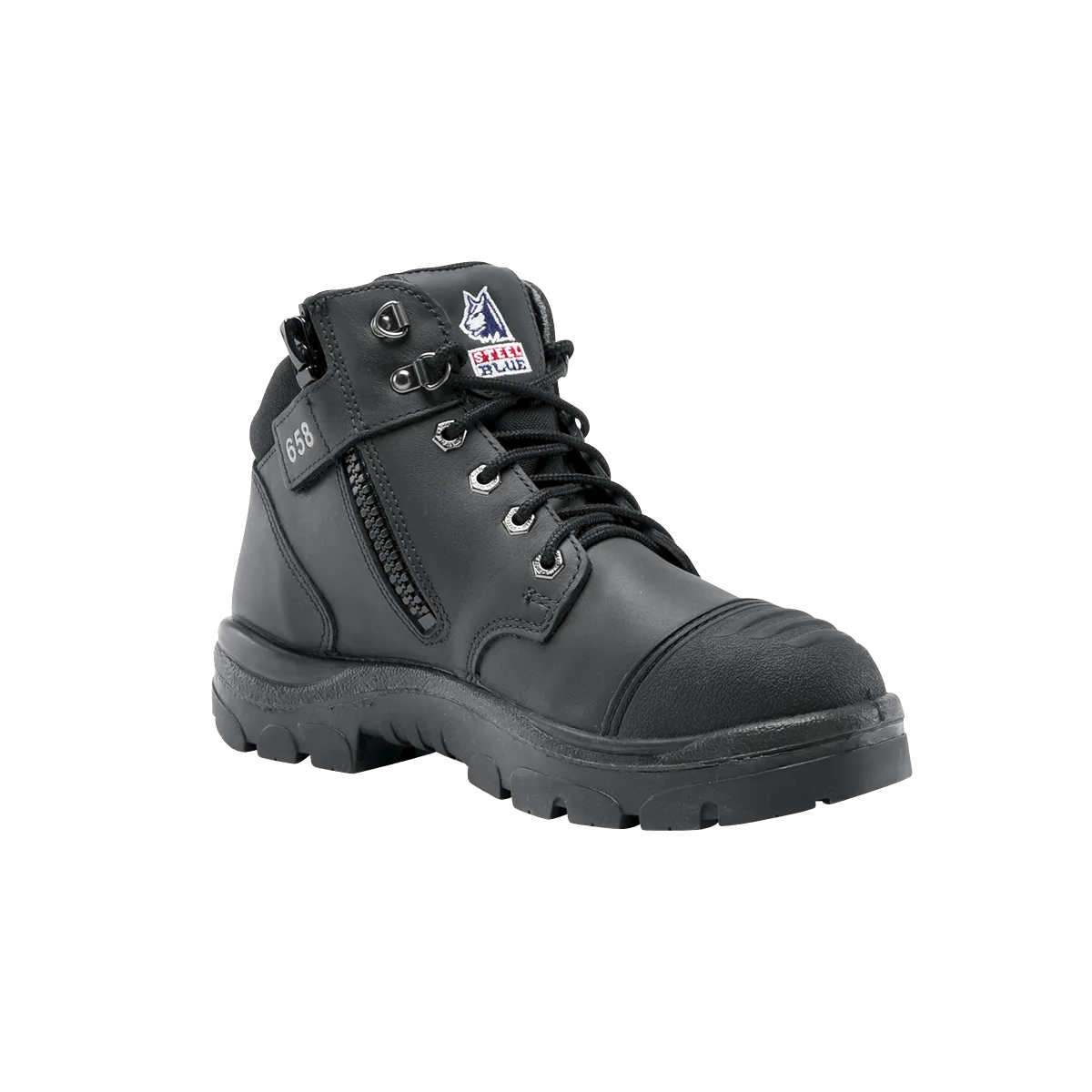 Steel Blue Mens Work Boots Parkes Zip Scuff S3 - Black