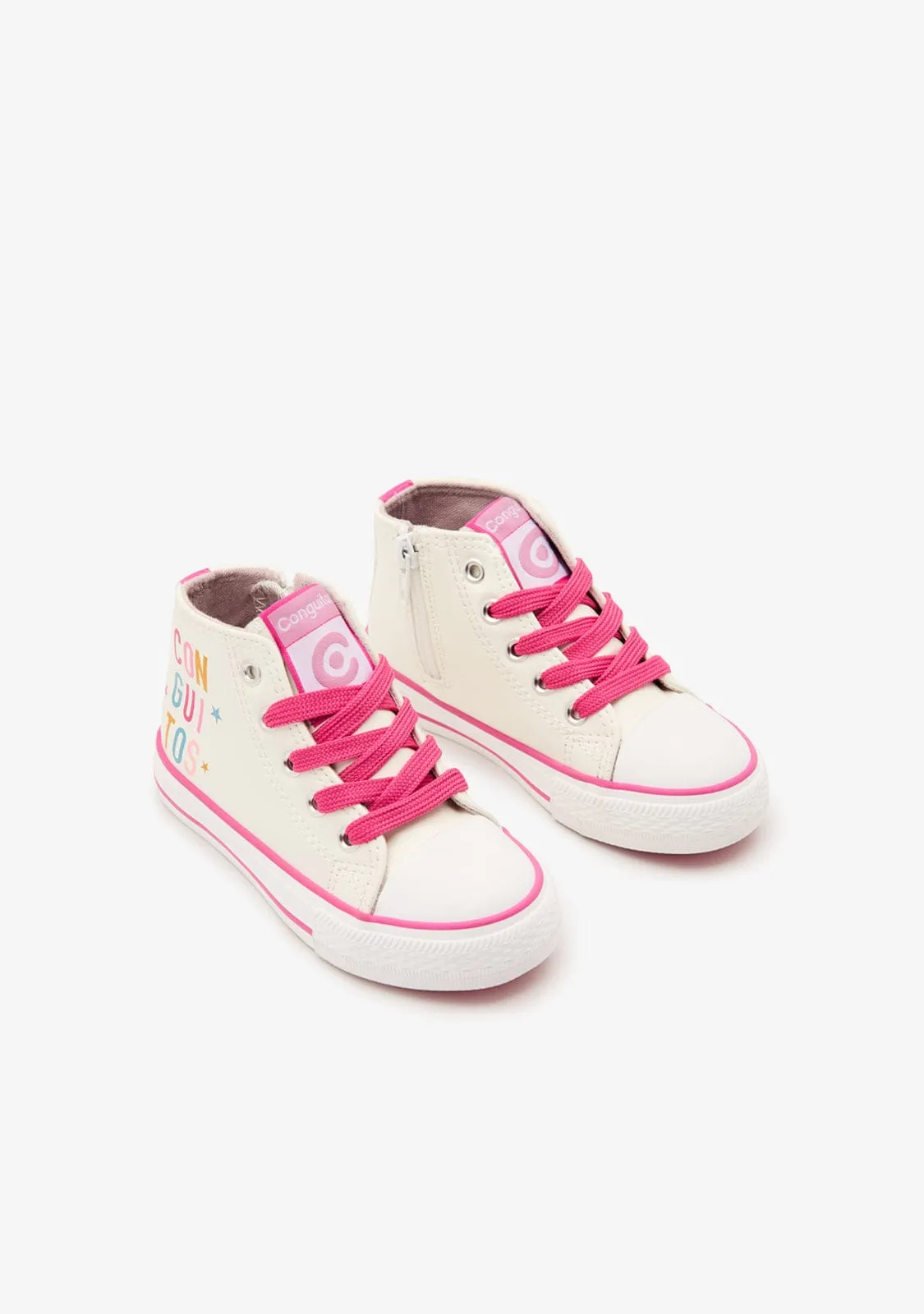 White Patent Leather High Top Sneakers with Letters